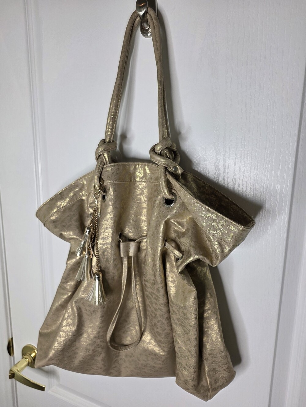 DSW Gold Metallic Handbag With Tassles